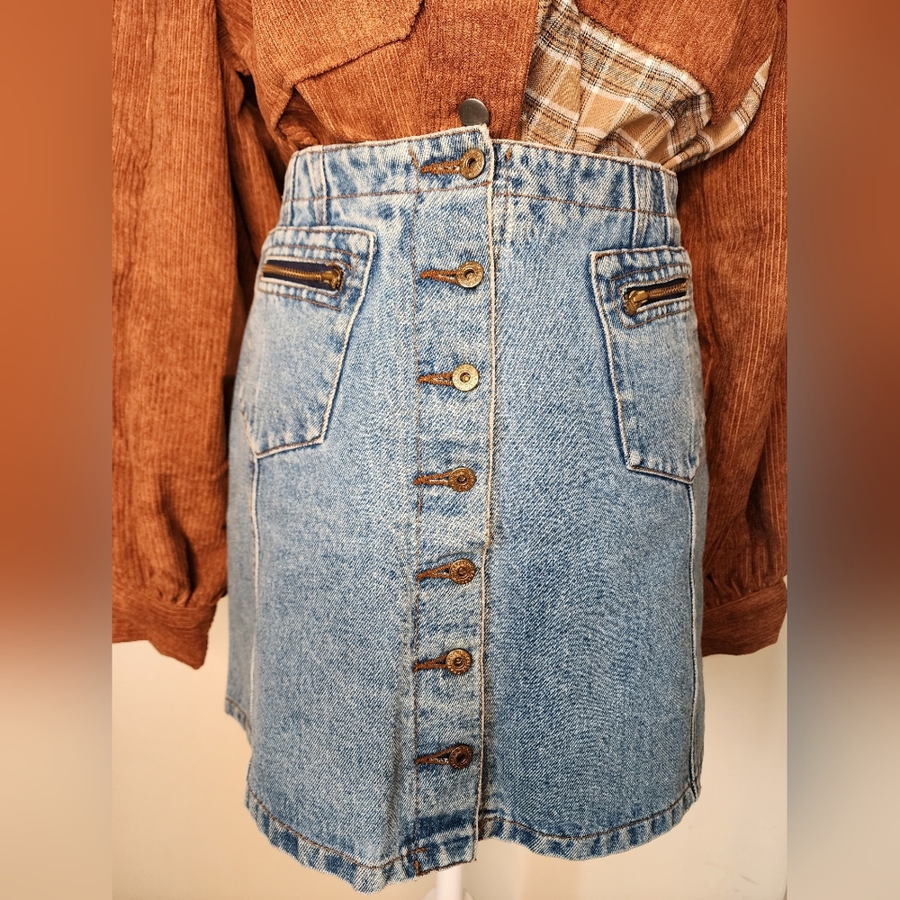 Button Down Blue Jean Mini Skirt